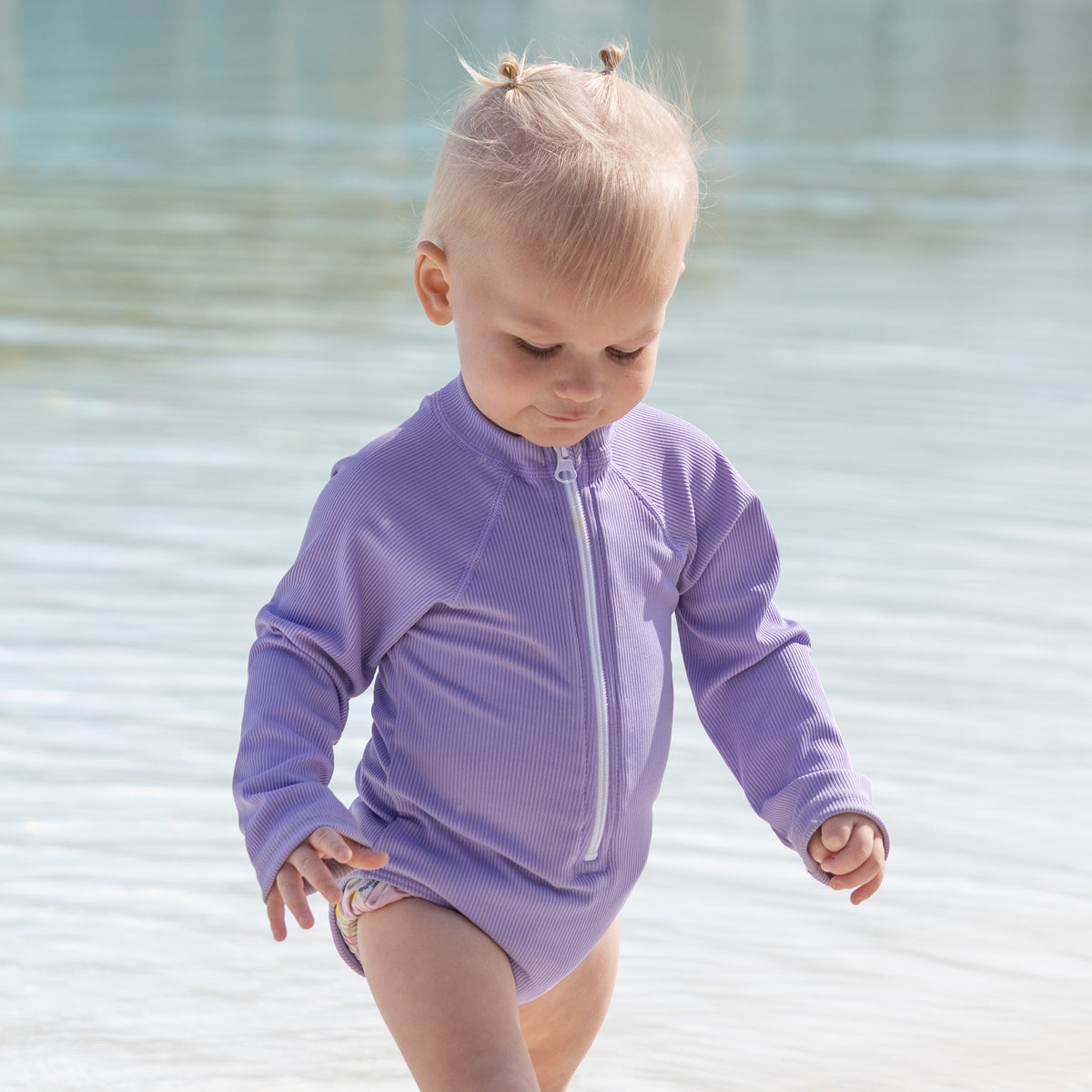 Long Sleeve Rash Guard One Piece Swimsuit (Girls)