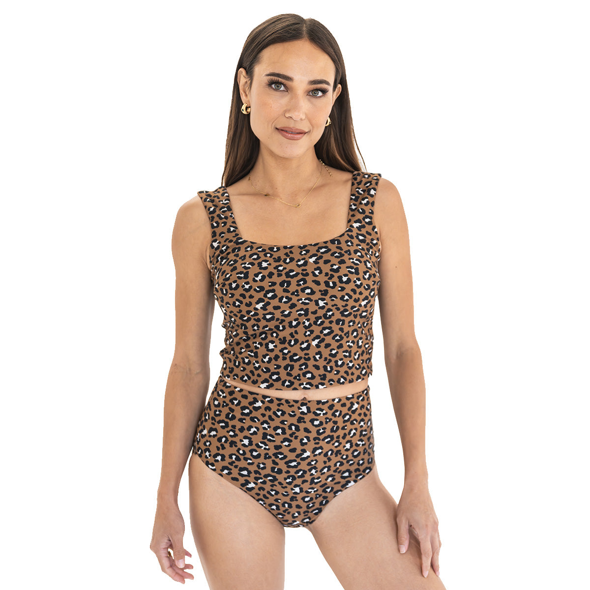 Square Neck Crop Tankini Top