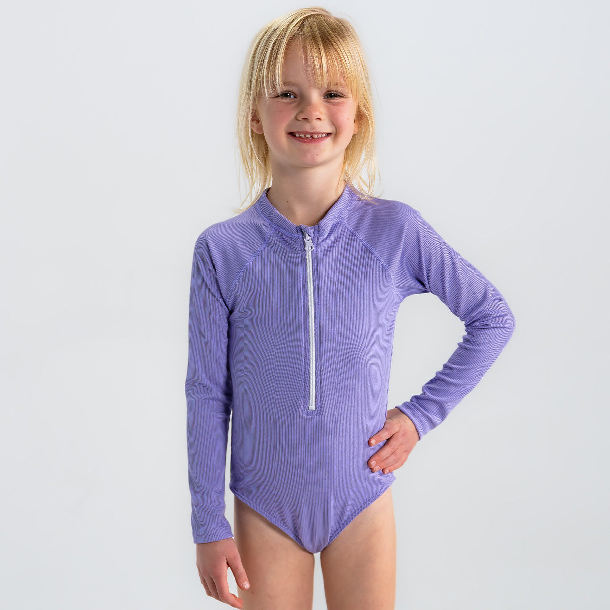 Long Sleeve Rash Guard One Piece Swimsuit (Girls)