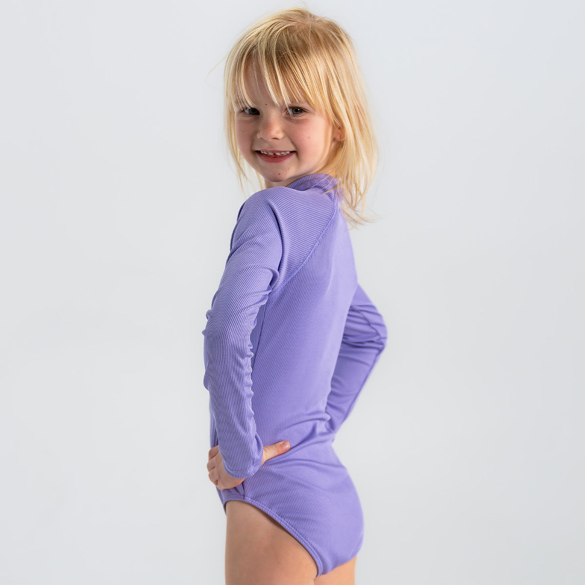 Long Sleeve Rash Guard One Piece Swimsuit (Girls)