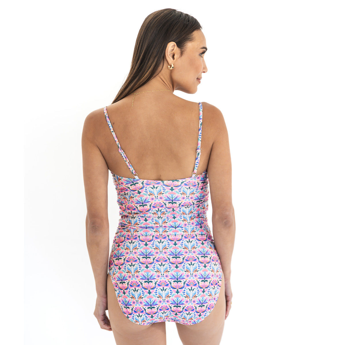 Spaghetti Strap Ruched One Piece Swimsuit