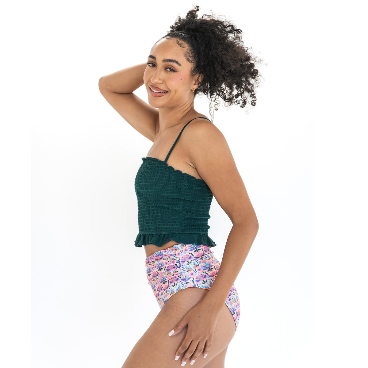 Smocked Mini Ruffle Tankini Top