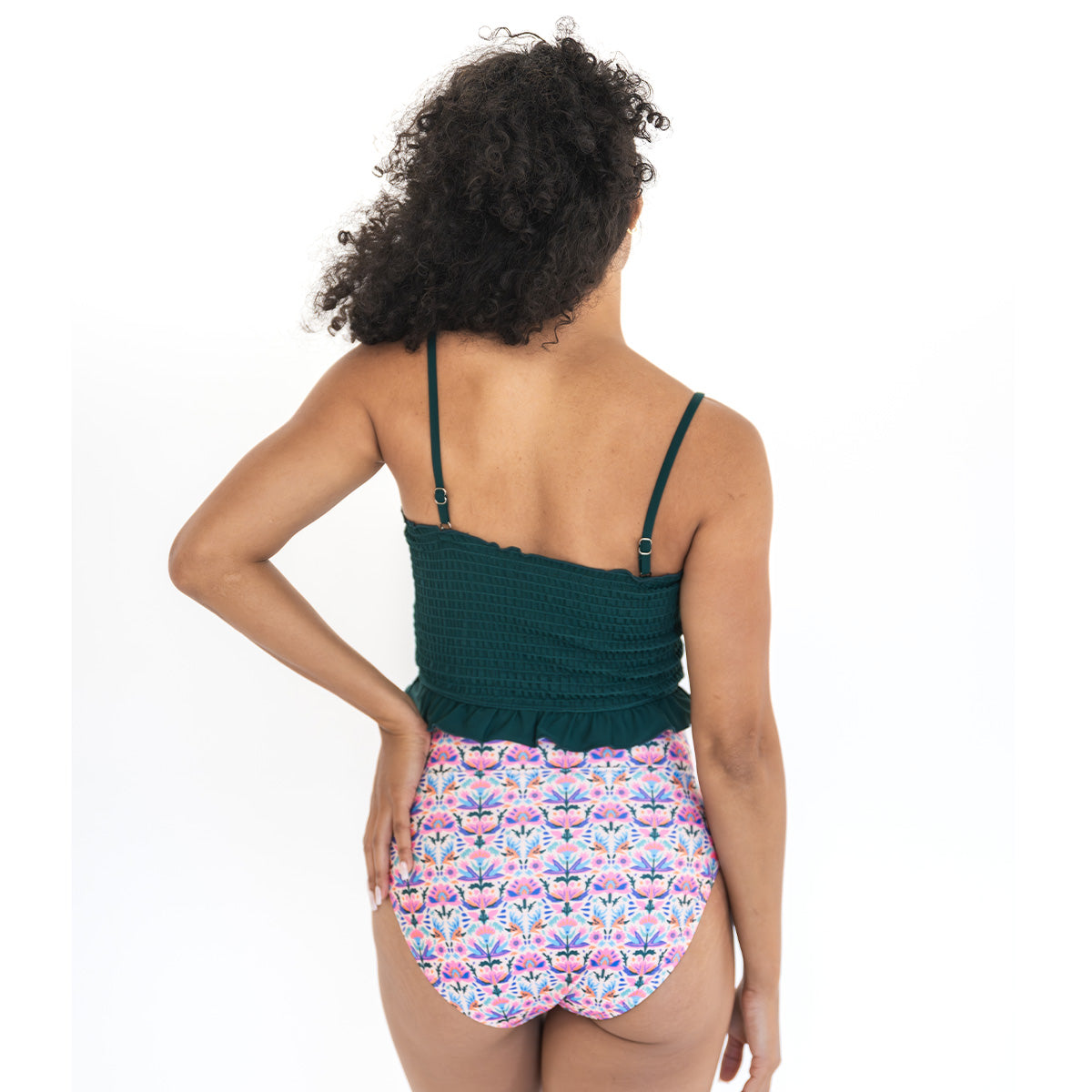 Smocked Mini Ruffle Tankini Top