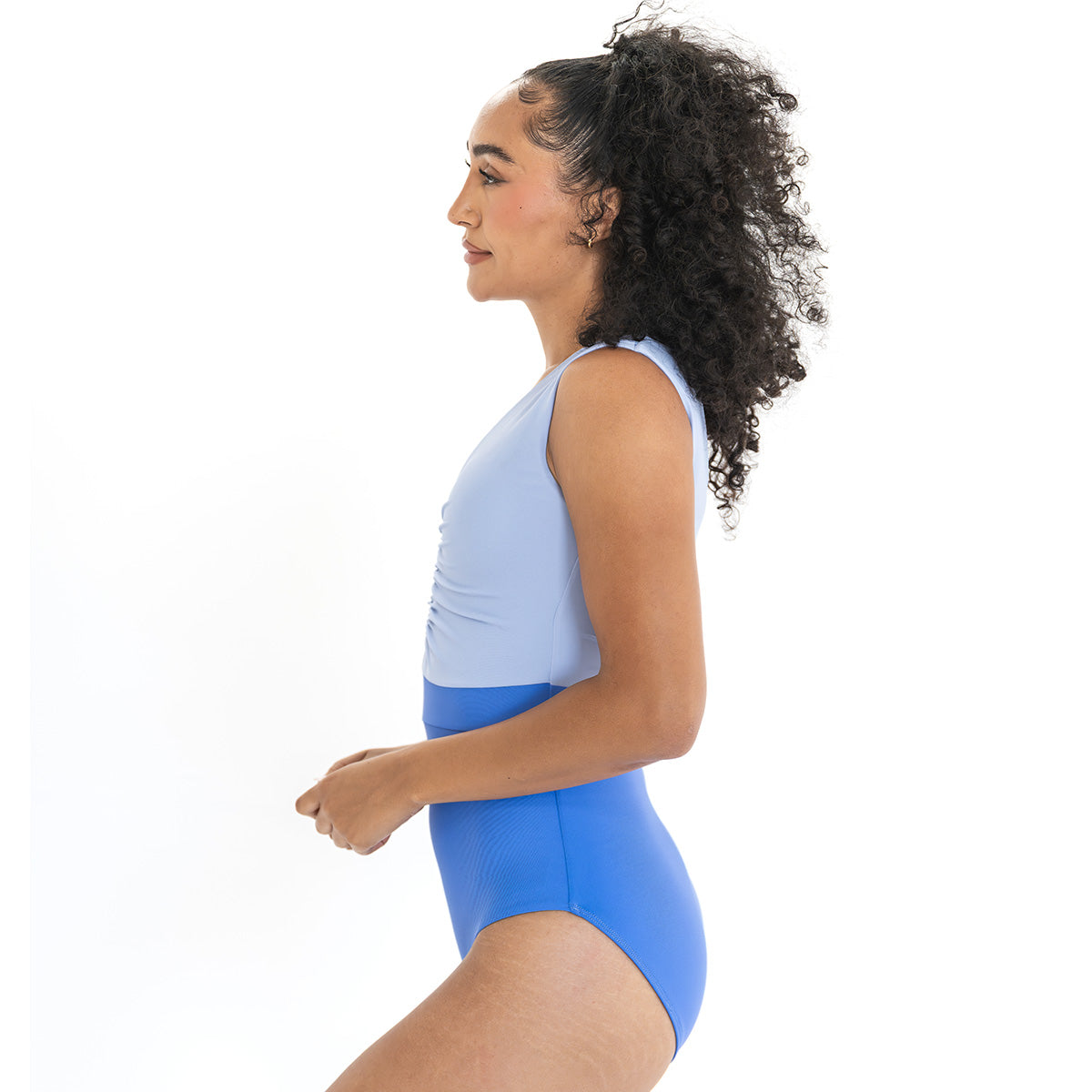 V Neck Gathered One Piece Swimsuit