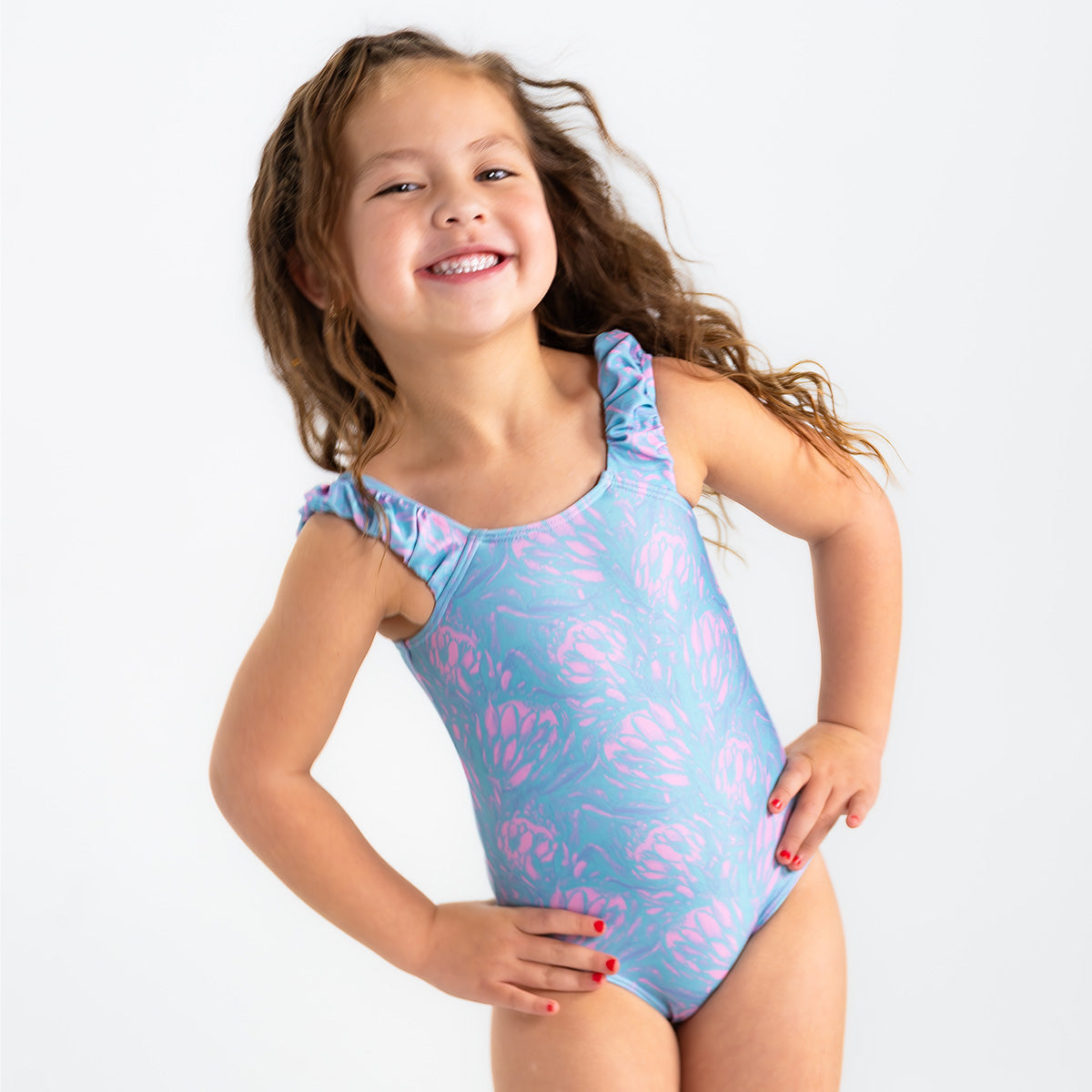 Puffy Sleeve One Piece Swimsuit (Girls)