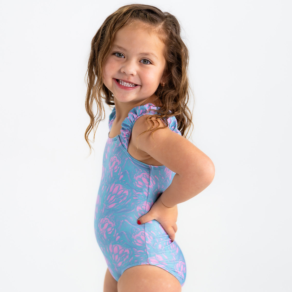 Puffy Sleeve One Piece Swimsuit (Girls)