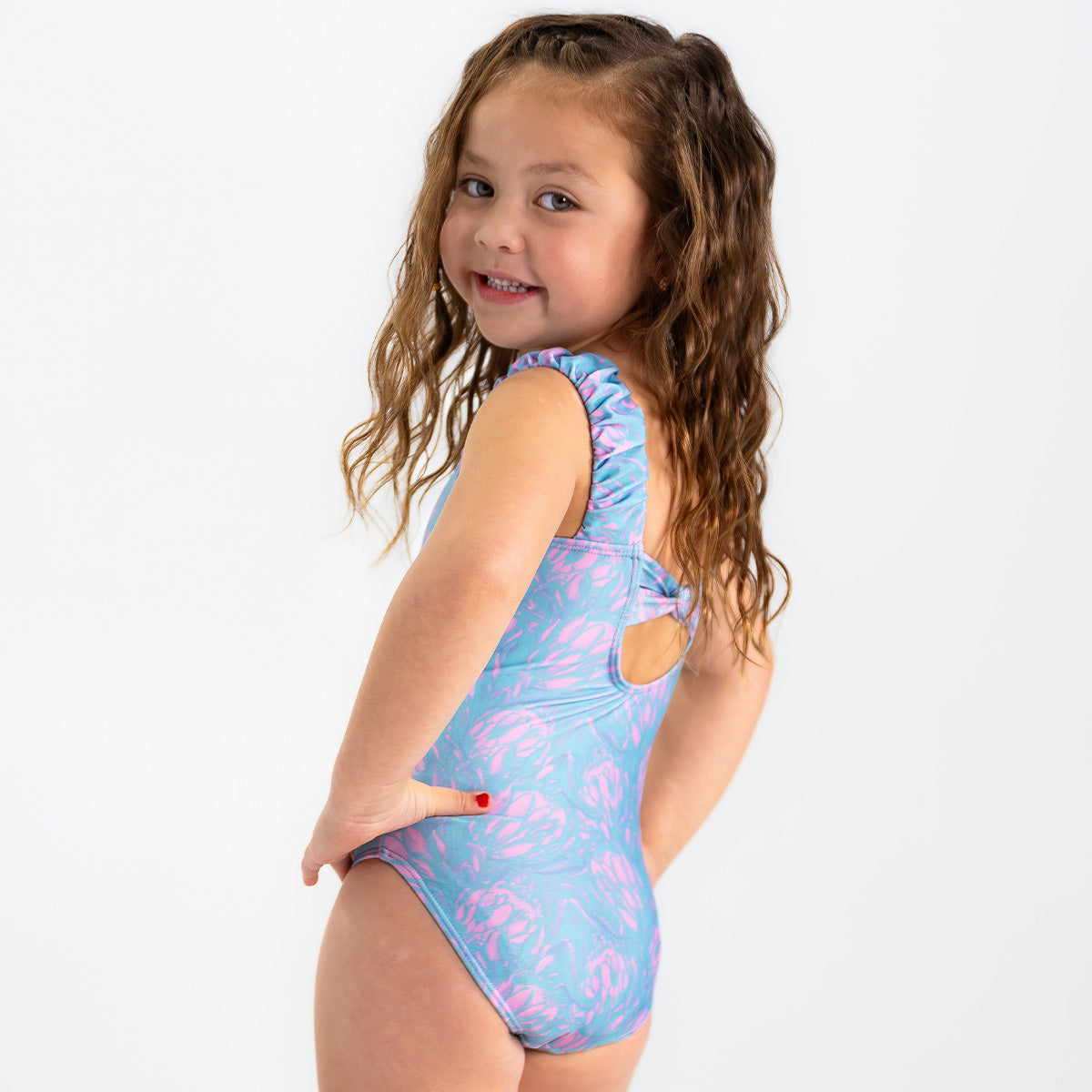 Puffy Sleeve One Piece Swimsuit (Girls)