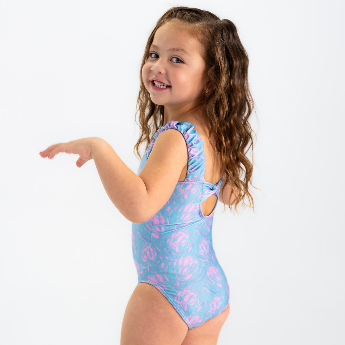 Puffy Sleeve One Piece Swimsuit (Girls)
