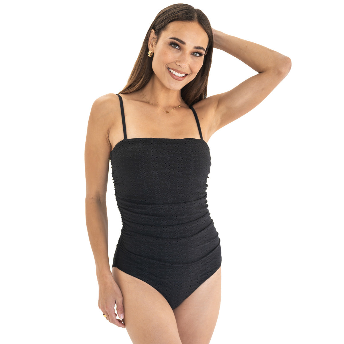 Spaghetti Strap Ruched One Piece Swimsuit