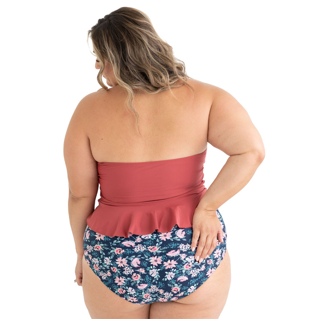 High Neck Peplum Tankini Top