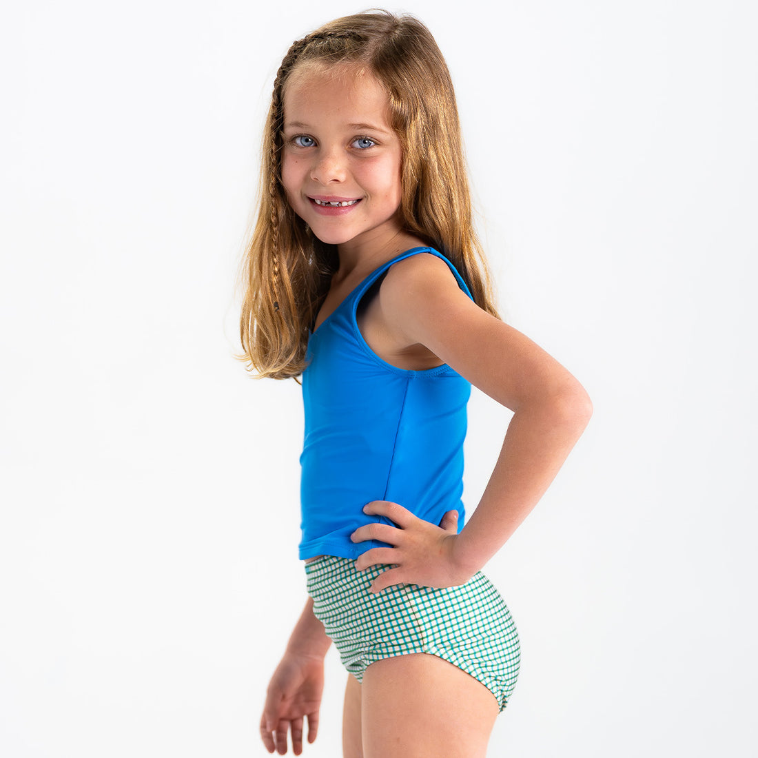 V Neck Tankini Top (Girls), Bright Blue / 2T, alternate product image by Janela Bay